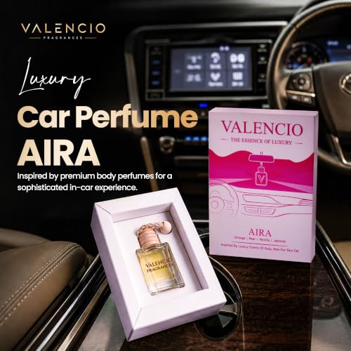Image of Valencio Luxury Car Perfume Aira - Floral Hanging Diffuser | Fragrance Inspired by Body Perfumes | Natural Essential Oils | Long-Lasting Fragrance Up to 45 Days | Gas-Free & CFC-Free