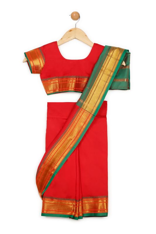 Image of LITTLE GINNIE Ready To Wear Ethnic Saree for Girls - Multicolor Ages 2-8 Years
