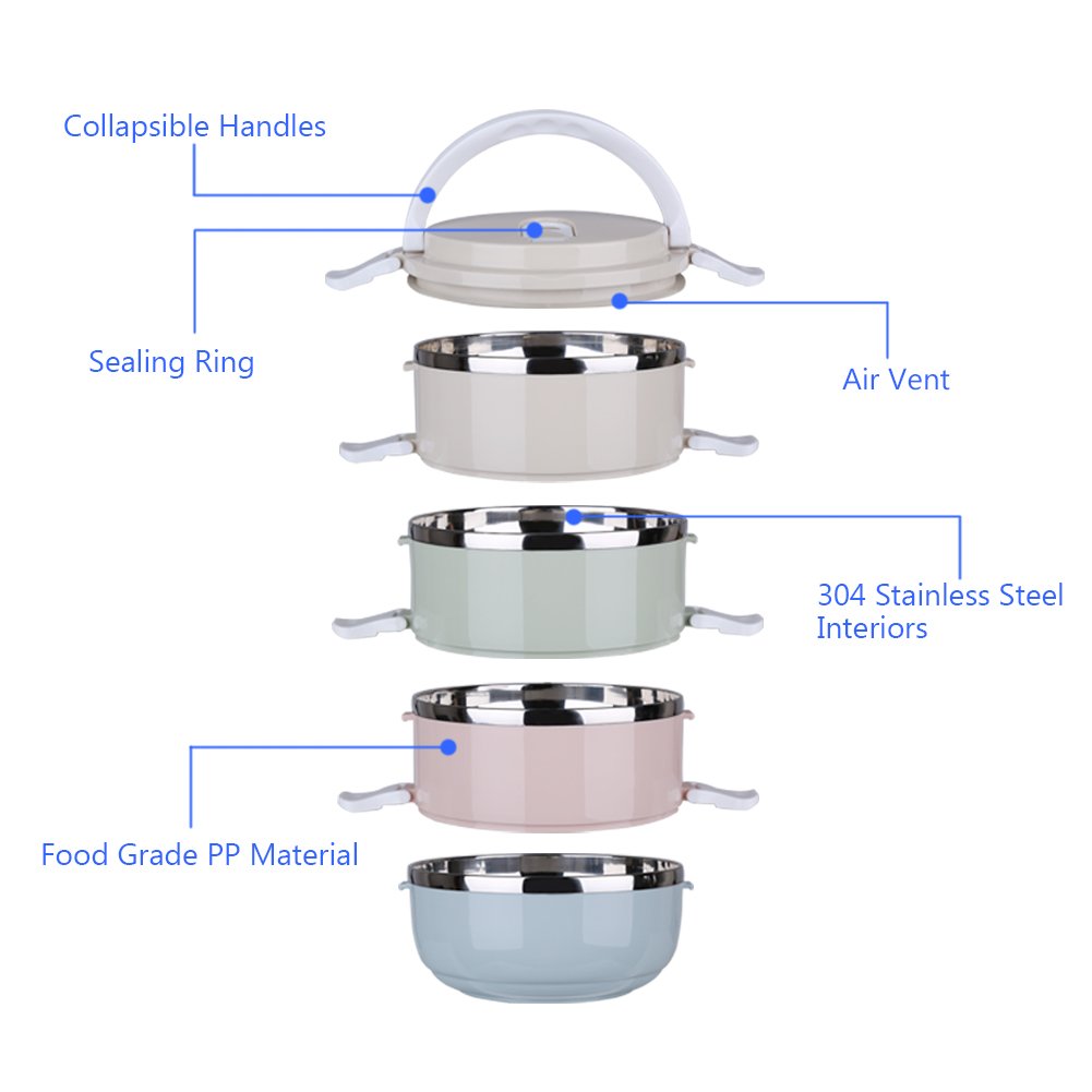Gamelle de voyage portable en acier inoxydable à 4 niveaux pour animaux de compagnie