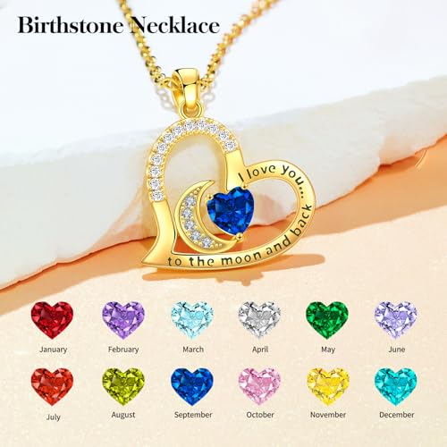 Anniversary Necklace for Women Birthstone Jewelry for Wife Gifts for Her Wife Birthday Gift Ideas Anniversary for Girlfriend I love you to the moon and back Necklaces Filled 925 Sterling Sliver4