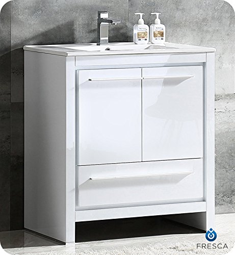 Fresca Allier 30" White Modern Bathroom Cabinet W/Sink #TOP1