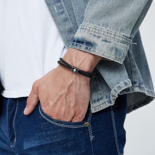 Silicone Cross Rope Bracelets for Men Women, Adjustable Waterproof Men's Rubber Sport Band Bracelet Jewelry Gifts3