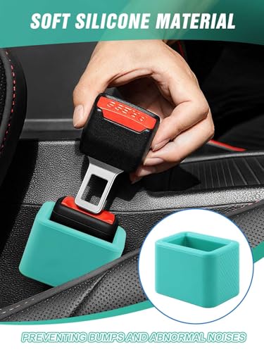 Image of 2 PCS Seat Belt Buckle Holder, Silicone Seatbelt Buckle Booster to Makes Receptacle Stand Upright for Easy Access (Mint Green)
