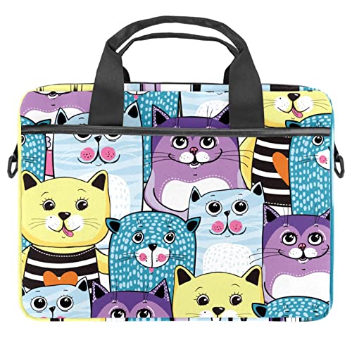 Housse ordinateur 14 pouces avec bandoulière et motif chat violet