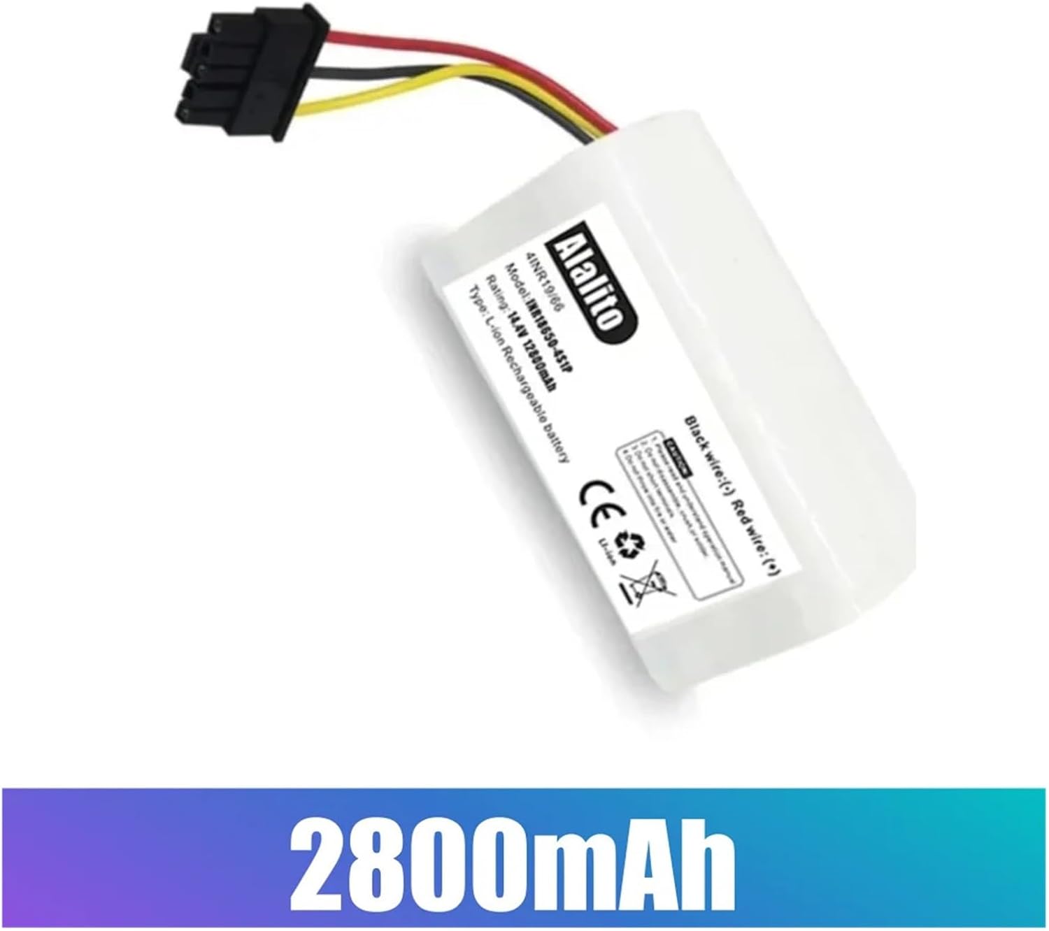 14.4V 12800mAh Battery N011-4S1P,Compatible For Xiaomi,Robot Vacuum Mop 2 Lite MJSTL Cleaner Rechargeable Li-ion Pack(2800mAh)