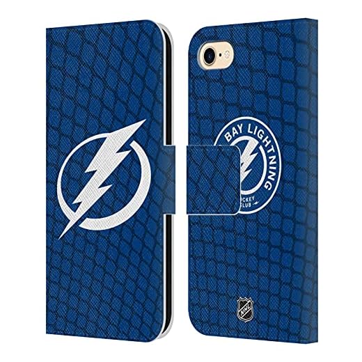 Head Case Designs Officiellt Licensierade NHL Nätet Mönster Tampa Bay Lightning Läder Book Plånboksfodral Kompatibelt med Apple iPhone 7/8 / SE 2020 & 2022
