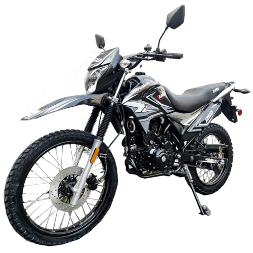 X-PRO Upgraded New Hawk-X Enduro 250cc Motorcycle Dual Sports Dirtbike 5 Speed Enduro Street Bike (Black)