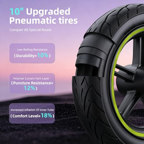 Roadvo Electric Scooter for Adults, 10" Pneumatic Tires Foldable Electric Scooter, 750W Peak Motor Escooter, Up to 20MPH, 30 Miles Range, Rear Wheel Drive, 265lbs Max Load, Commuting Escooter — view 6