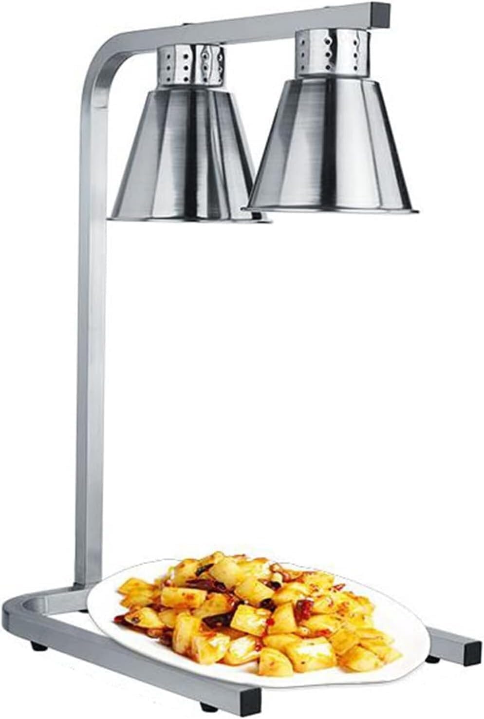 JKJZSALJ Food Warming Lamp, Electric Heat Light For Buffet, Catering, And Restaurant Use, Free Standing Warmer For French Fries, Soups, And Dishes,Silver