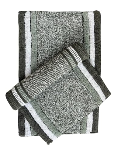 Image of My Home Cotton Door Bath Mat Super Soft Non Slip Mats for Bathroom, Door,Large, Pack of 2 (Green Luxury)