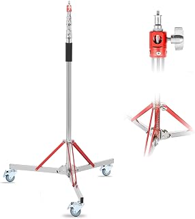 Heavy Duty Light Stand with Casters, 10.5ft/320cm Adjustable Tripod Stand
