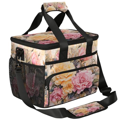 Floral Insulated Picnic Backpack Lunch Box for Women Men Picnic Basket Tote Lunch Bag Picnic Bag Portable Lunch Bags for Picnic, Beach, Work, Trip,Office, Camp Blooming Flowers
