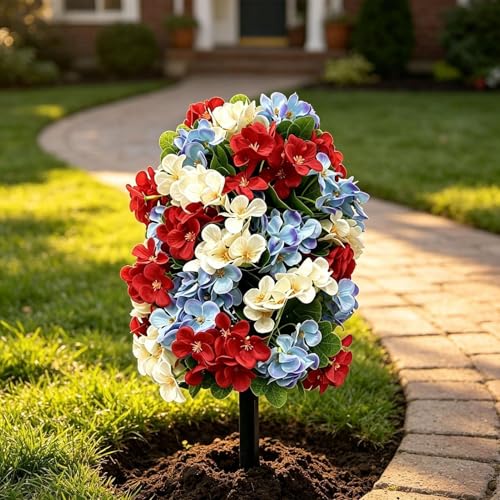 Árbol floral artificial exterior para decoración de porche y jardín en macetas 5