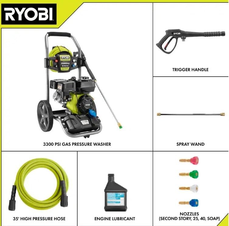 RYOBI 3300 PSI 2.4 GPM Cold Water Gas Pressure Washer with 212CC Engine RY80589
