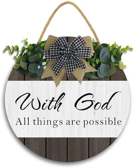 Letrero de 11 x 11 pulgadas con texto en inglés «In with God All Things are Possible», decoración para colgar en la pared, versículos bíblicos