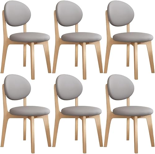 Miniatura 27 de YVYKFZD Juego de sillas de comedor, sillas de cocina de madera maciza, silla de comedor de granja con respaldo curvo, silla tapizada de cuero para