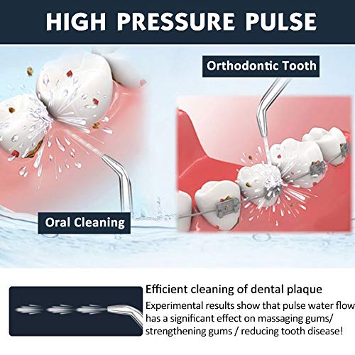 Dental Water Flosser Teeth Cleaner - Zerhunt High Frequency Pulsed Water Flosser Electric Oral Irrigator With 7 Interchangeable Nozzles For Braces, Implants, Bridges, 600Ml Large Capacity Black #TOP1