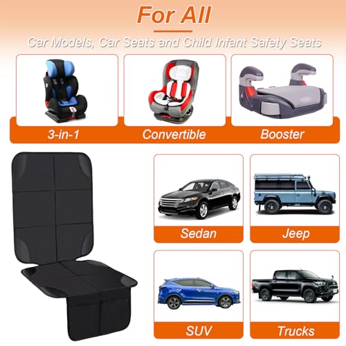 Image of Husfunov Car Seat Protector,2Pack Car Seat Cushion,with Thickest Padding and Non-Slip Backing,Waterproof 600D Fabric Car Seat Covers with Storage Pockets for Baby for Baby、Pet and All Types of Cars