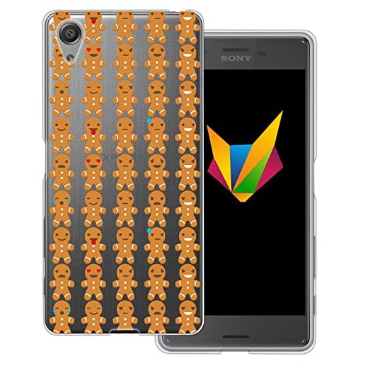 mobilefox® jul transparent silikon TPU skyddsskal 0,7 mm tunn mobil mjukt fodral för Sony Xperia – skyddsfodral, Sony Xperia X, Lebkuchen Männchen Emoji