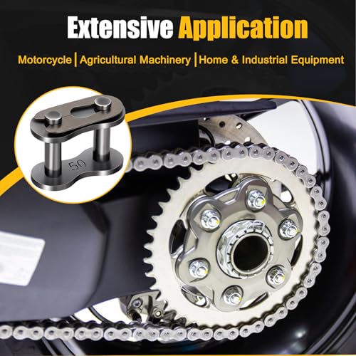 Image of 5 Pack #50 Roller Chain Connecting Links Heavy Duty Carbon Steel Master Connector Link for Agricultural Machine, Motorcycles, Mini Bike, Go-Karts, Snow Removal Machines