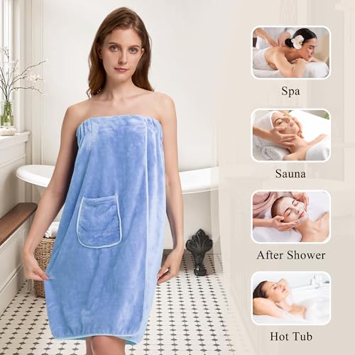 Image of PJGGZ Towel Wrap for Women, Three Adjust Clasps Closure Bath Wraps After Shower Spa Sauna Bathrobe(Available in Plus Size)