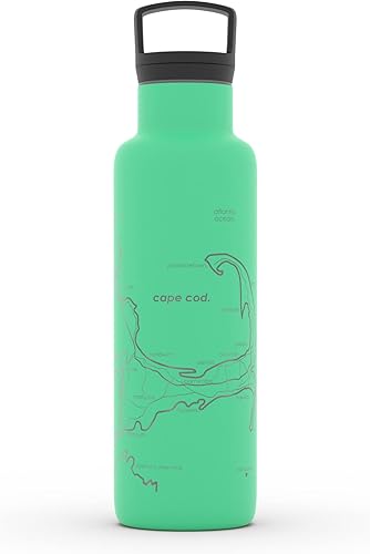 Miniatura 28 de Well Told Botella de agua aislada con mapa de Washington DC grabado, botella de acero inoxidable grabada (21 onzas, blanco) botella aislada de mapa