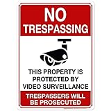 No Trespassing, This Property Is Protected By Video Surveillance, Trespassers Will Be Prosecuted Sign, 10x14 Inches, Rust Free .040 Aluminum, Fade Resistant, Made in USA by My Sign Center