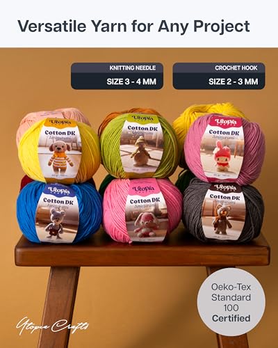 Utopia Crafts Amigurumi Wolle Häkelgarn 50 g – Baumwolle & Acryl, weiches Garn zum Häkeln und Stricken, Nadelstärke 3–4 mm, für Häkelfiguren, Babyspielzeug, Mützen, DIY-Geschenke (1, Zartrosa)