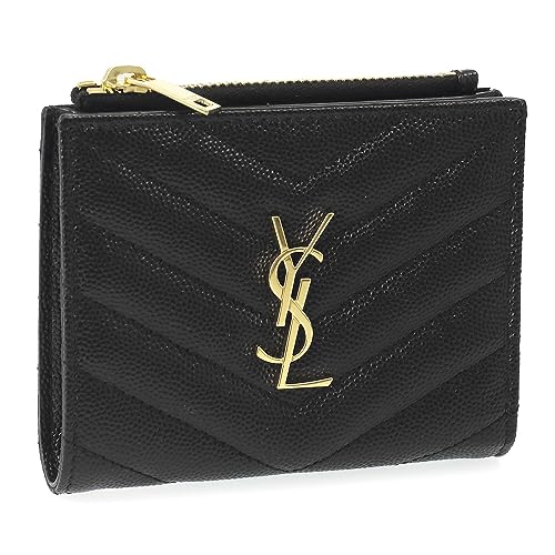 [サンローランパリ] 財布 レディース 2つ折り キルティング キャビアスキン レザー 575879 BOW01 1000 ブラック [並行輸入品]