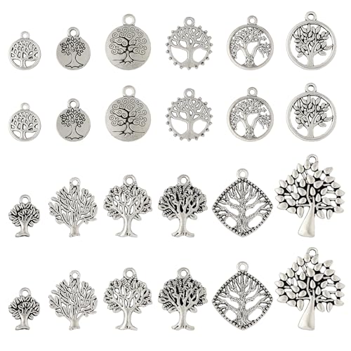 Pandahall 120Pcs Tree of Life Charms Tibetan Style Plants Life