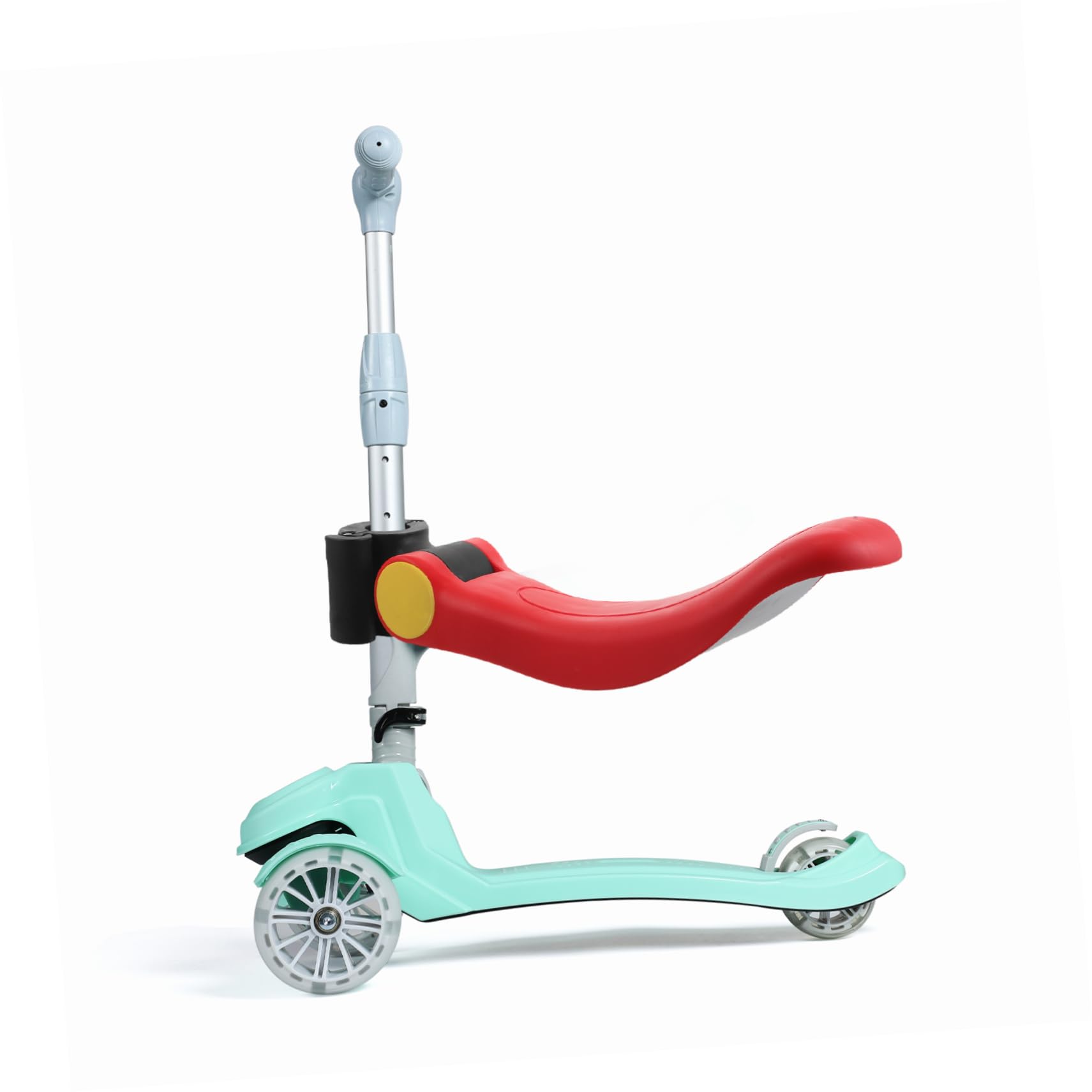 PartyKindom Siège Base Large de Trottinette pour Garçon et Filles Pliable en Plastique Rouge, Hauteur Réglable Confortable et Portable pour Sorties en Extérieur