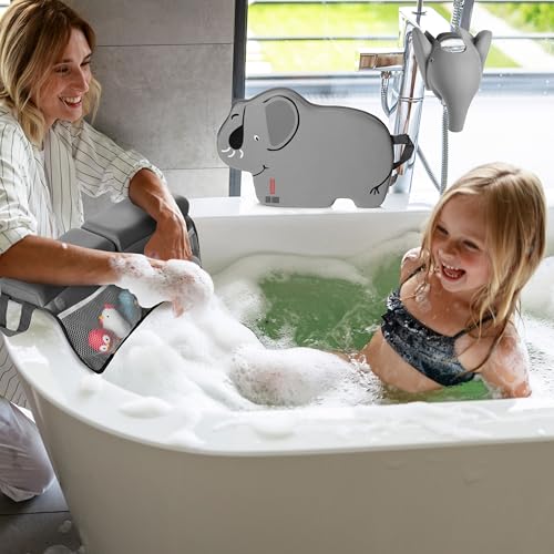 Image of Baby Bath Kneeler & Elbow Rest Pad Set for Toddler & Newborn - Thick Memory Foam Comfort, Non-Slip Bath Mat, Quick-Dry Surface, Foldable, Toy Organizer Pockets for Tub