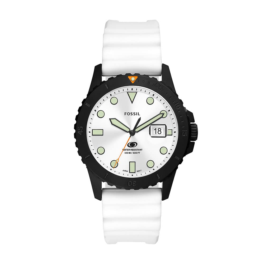 FossilBlue Three-Hand Date White Silicone Watch - FS5999