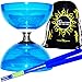 Produktbild QUARTZ Diabolo Freiläufer mit kugellager Dreifache Lagerung Set mit Farbige Diablo FIBER-Handstäbe und Diaboloschnur + Diabolos Reisetasche! (Blau Diabolo/Blau Stix)