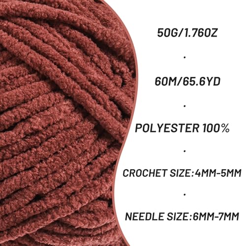 Image of 3 Pack Fluffy Velvet Yarn for Crocheting,Baby Blanket Yarn for Crocheting Soft,150g(196.8yds) Amigurumi Yarns,Plush Chenille Crochet Yarns,Puzzle Yarn for Crochet Weaving Craft(3 Coffee)