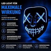 TK Gruppe Timo Klingler 10x LED Grusel Maske blau - wie aus Purge mit 3x Lichteffekten, steuerbar, für Halloween, Fasching & Karneval als Kostüm für Herren & Damen (10x blau) – Ansicht 5