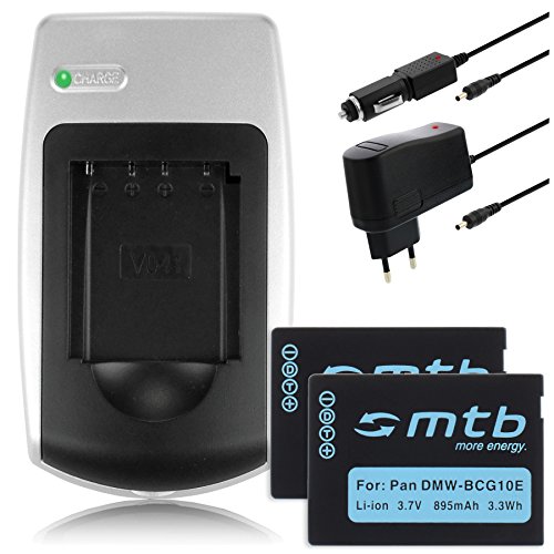 Cargador de batería + 2 Baterías Compatible con Panasonic DMW BCG10E, Compatible con Lumix DMC TZ27 TZ30 TZ31 TZ65 ZR1, Ver descripción