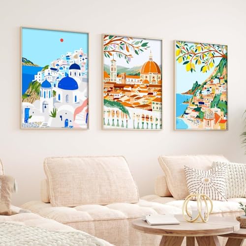 Image of cupmod 6 Packs Paint by Number for Adults,Scenery-Cityscape DIY Acrylic Oil Painting Paint by Numbers Kits on Canvas,Adults Paint by Numbers Kits Drawing Paintwork for Home Decor