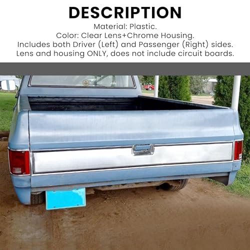 HECASA Pair Tail Light Lens Compatible with 1973-1991 Chevrolet Chevy Blazer Suburban Jimmy Driver Left & Passenger Right Replacement For 5968330, 5968329, GM2801122, GM2800122