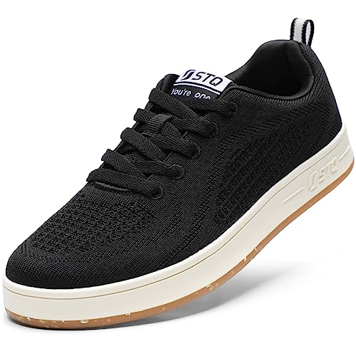STQ Skate Shoes for Women Black Sneakers for Women Fashion Breathable Mesh Knit Skateboard Shoes Black Size 6.5