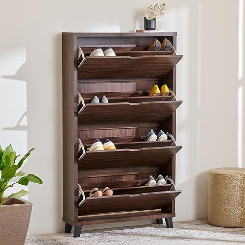 Image of Home Centre Engineered Wood Roger 20 Pair Shoe Rack - Brown, 1196 X 400 X 1050 MM