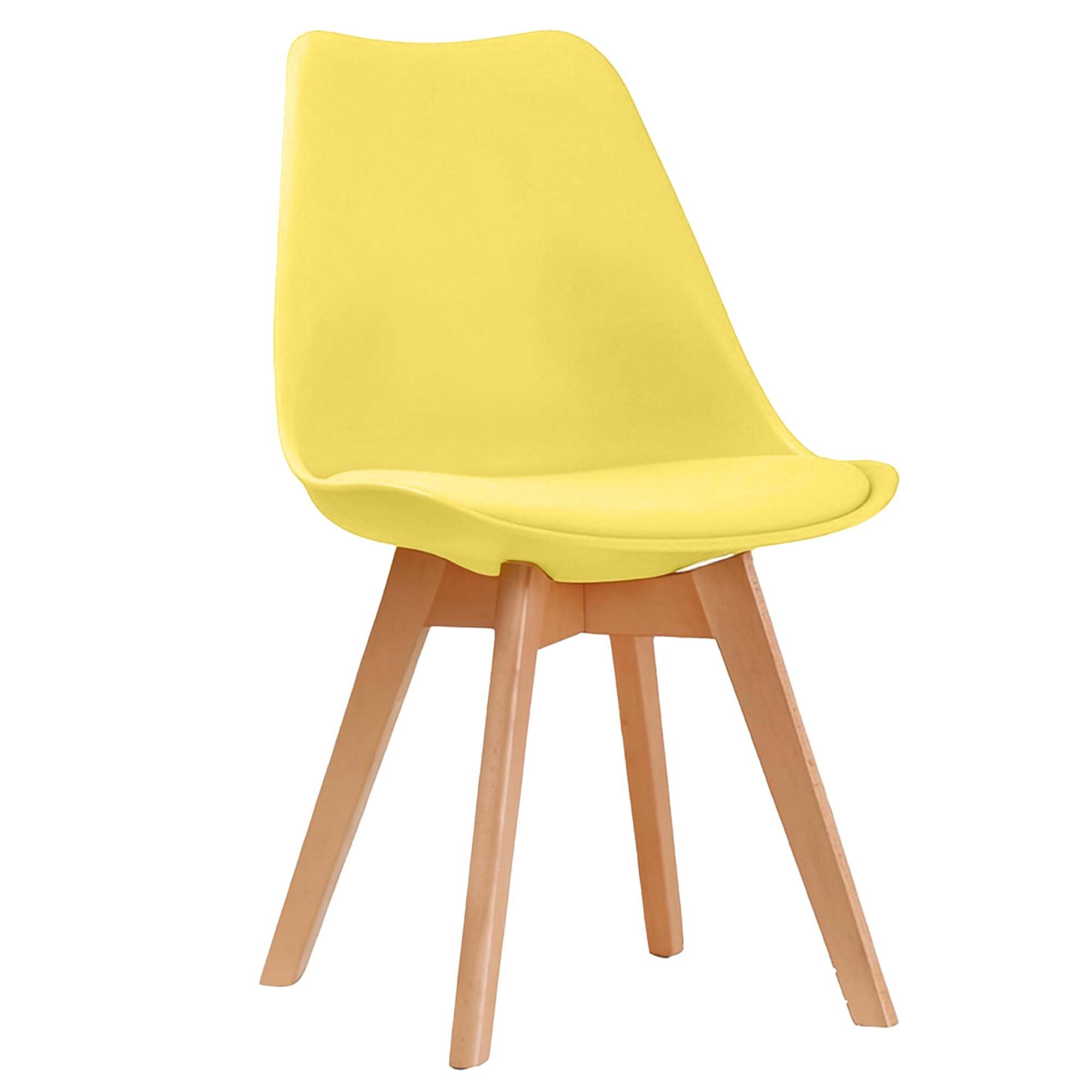 JupiterJX Dining Chairs Set Of 1,2 & 4 Wooden Legs Soft Cushioned Pad Seat, Modern Retro Tulip Kitchen Chairs For Home Bedroom Cafe Lounge Dining Office (1, Yellow)