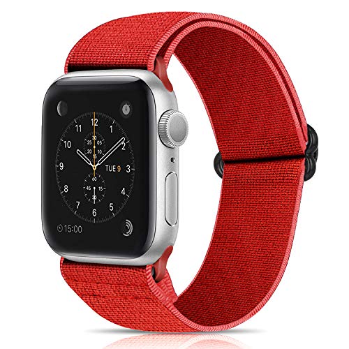 Image of 5 PACK Nylon Elastic Band Compatible with Apple Watch Bands 38MM 40MM 41MM 42MM 44MM 45MM for Women Men,Bold Adjustment Buckle iWatch Band for Series 8 /7 /6 /5 /4 /3 /2 /1 /SE