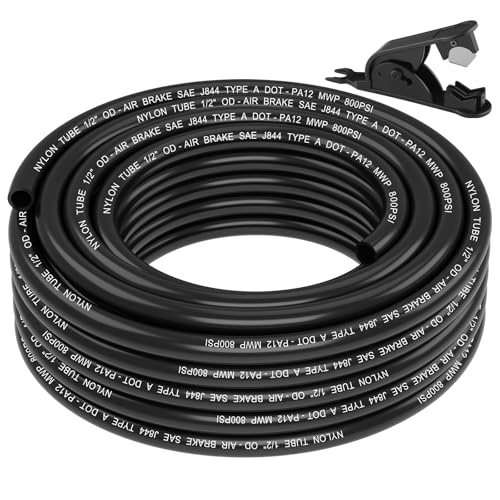 Boeray 1/2 DOT Air Line 35FT SAE J844 PA12 Nylon Air Tubing with Cutter