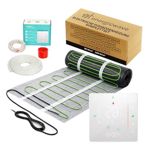 Chauffage Au Sol Électrique 150 W/m² – Kit Complet avec Thermostat Wi-Fi, Natte Chauffante pour Carrelage, Grès Cérame et Sols en Pierre – 12 m²