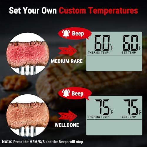 Image of TempPro TP16 Large LCD Digital Meat Thermometer for Smoker Oven Kitchen BBQ Grill Thermometer Clock Timer with Stainless Steel Temperature Probe, Cooking Gifts for Father&Husband(Previously ThermoPro)