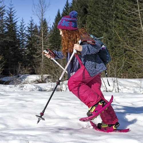 Crescent Moon Lightweight Youth Foam Snowshoes, Perfect Kid Snowshoes for Snowshoeing, Toddler and Kids Snow Shoes with Secure Hook & Loop Bindings, Rocker Cloud Deck and Ice Spikes
