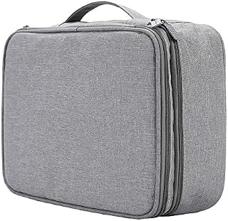 TsunNee Extra Large Double Layer Travel Cable Organizer Bag, Portable Electronics Accessories Storage Case with 2 Compartments, Gray