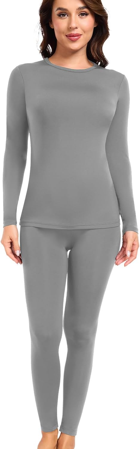 wirarpa Women's Fleece Lined Thermal Underwear Set Long Johns Base Layer Set for Women Winter Top Bottom