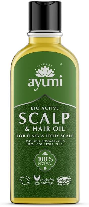 Ayumi Bio Active Scalp & Hair Oil, voedt en hydrateert de haarzakjes. Revitaliseert haar en hoofdhuid, minimaliseert jeuk en vermindert schilfers 1 x 150 ml